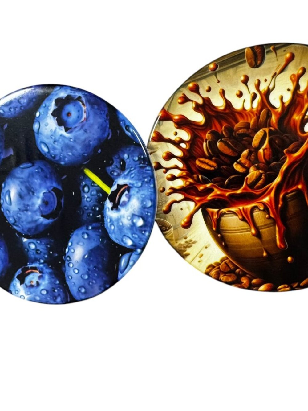 Round Decorative  Set of 2, Blueberry and Coffee Designs